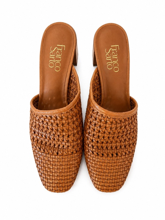 Franco Sarto Shoes - Franco Sarto Woven Leather Mules in Cognac Brown